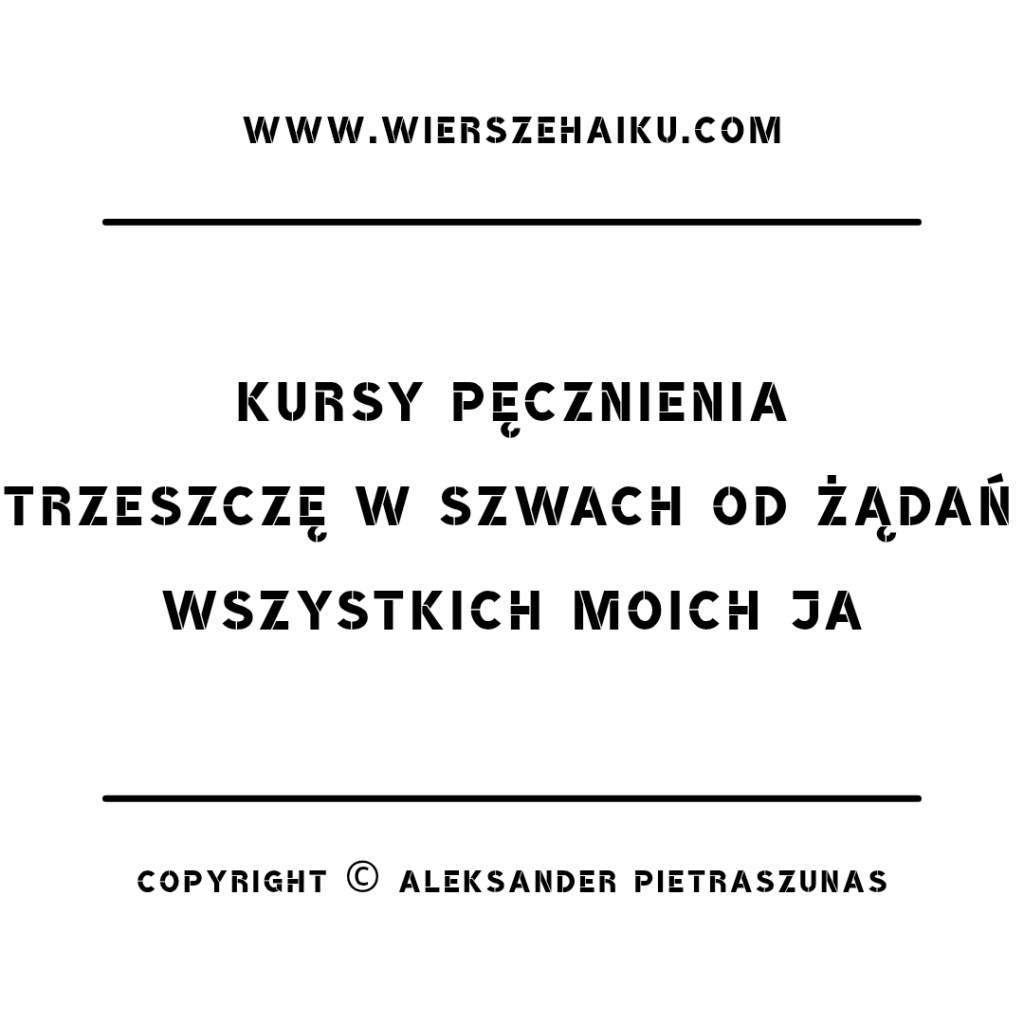 wiersze haiku :

kursy pęcznienia
trzeszczę w szwach od żądań
wszystkich moich ja
